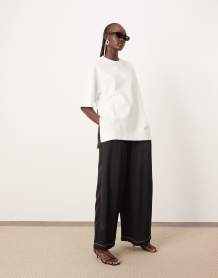ARRANGE cotton oversized long sleeve t-shirt in grey marl