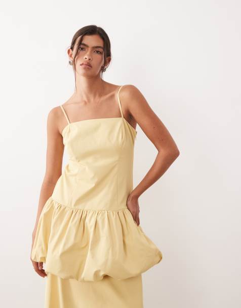 ARRANGE – Longline-Camisole-Oberteil in farblich abgestimmtem Buttermilchgelb mit Ballonsaum, Kombiteil - view 1