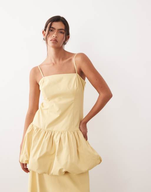 ARRANGE – Set aus Longline-Camisole-Oberteil mit Ballonsaum und Midirock in farblich abgestimmtem Buttermilchgelb, 2 von 3