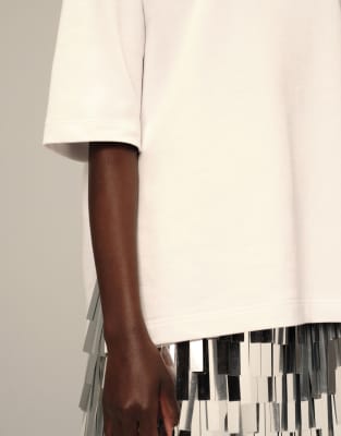 Arrange Loopback Seam Detail Oversized T-shirt In White