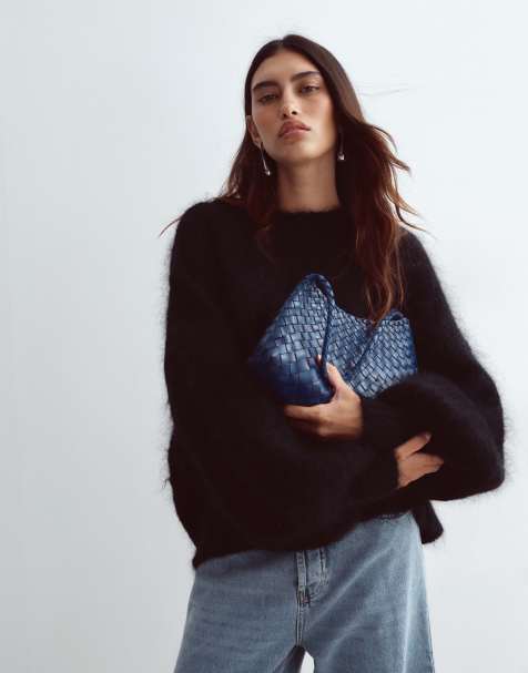 ARRANGE maglione oversize con scollo rotondo in mohair nero - view 1