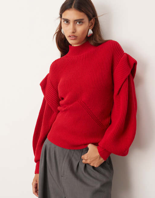 ARRANGE - Maglione strutturato sagomato rosso con dettaglio sulle spalle
