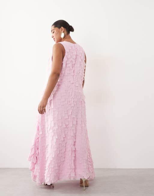 ARRANGE - Maxi jurk met textuur en vierkante details in roze, 4 van 4