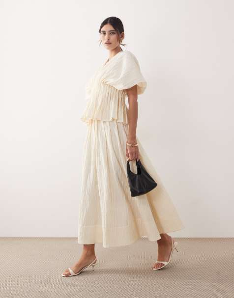 ARRANGE - Maxi rok met kreukeltextuur in crème, deel van co-ord set - view 1