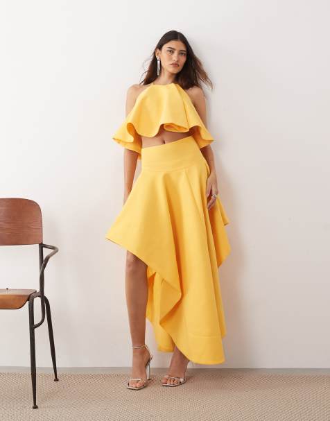 ARRANGE - Maxi rok met linnenlook in oranje, deel van co-ord set - view 1