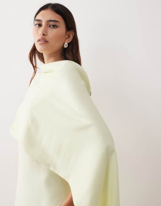 ARRANGE – Maxi-Säulenkleid in hellem Zitronengelb mit Cape-Overlay, 2 von 4