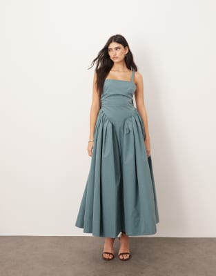 ARRANGE - Maxikleid in Blau gedeckt mit gerafftem Oberteil und weitem Rock
