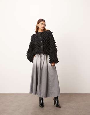ARRANGE - Maxirock aus verwaschenem Denim in Grau