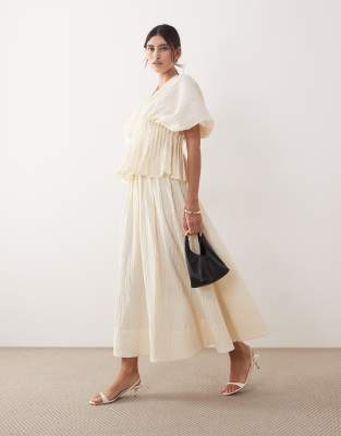 ARRANGE - Maxirock in Creme mit Knitterstruktur, Kombiteil-Weiß