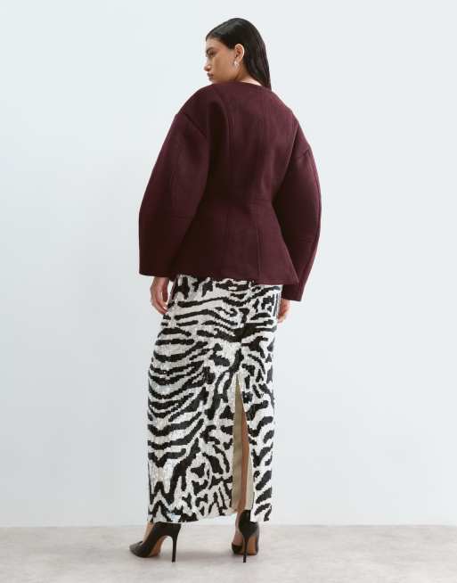 ARRANGE maxirok met paillettenversiering in monochrome dierenprint, 3 van 5