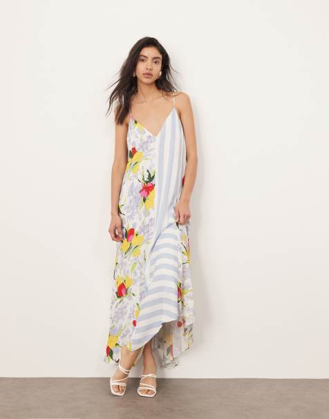 ARRANGE - Midi cami-jurk met zakdoekzoom en contrasterend inzetstuk met print - view 1