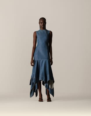 ARRANGE - Midi-Jeanskleid mit eckiger Form-Blau