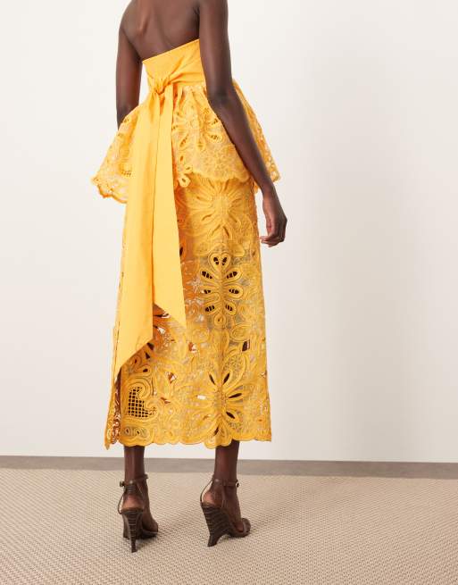 ARRANGE - Midi kokerrok met bloemen in oranje, deel van co-ord set, 2 van 5