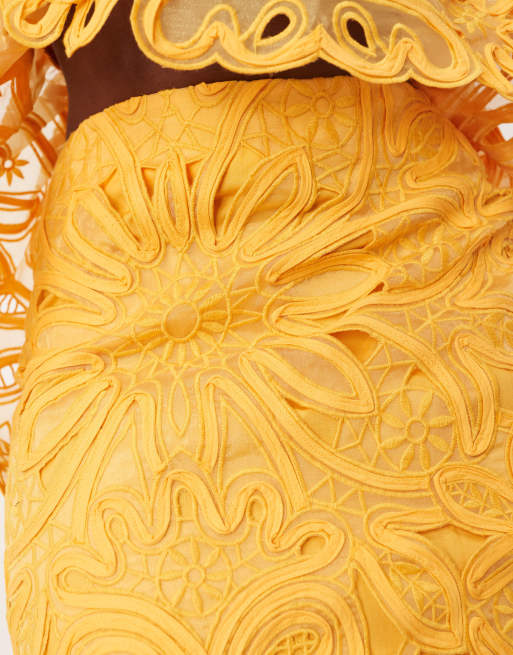 ARRANGE - Midi kokerrok met bloemen in oranje, deel van co-ord set, 4 van 5