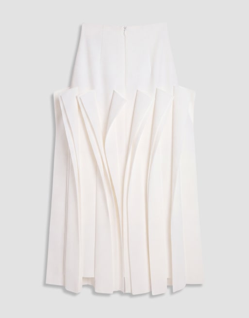 ARRANGE midi rok met structuur en ruches in wit, 7 van 9