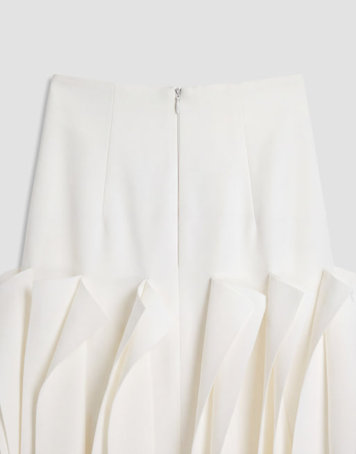 ARRANGE midi rok met structuur en ruches in wit, 9 van 9