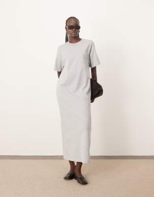 ARRANGE - Midi-T-Shirt-Kleid aus hochwertigem, schwerem Material in Grau meliert