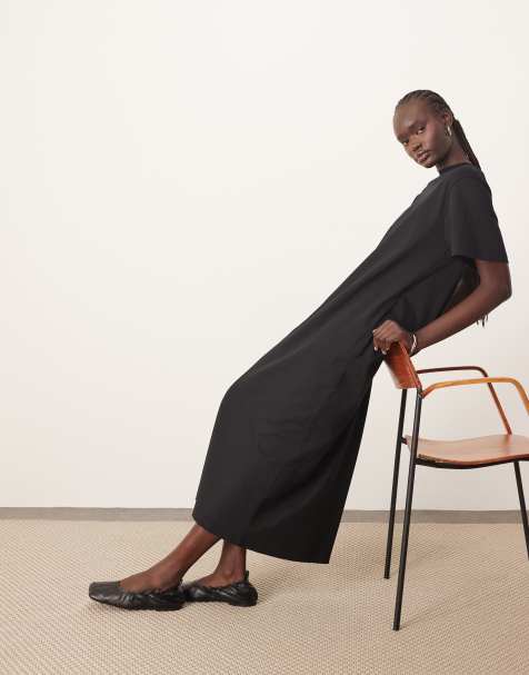 ARRANGE – Midi-T-Shirt-Kleid aus hochwertigem, schwerem Material in Schwarz - view 1
