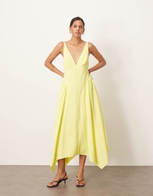 ARRANGE - Midikleid in Gelb mit überkreuzten Rückenträgern und weitem Rock