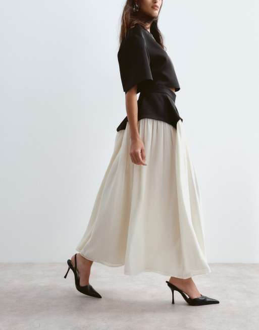 ARRANGE Midirock im Co-ord mit geformter Taille in Schwarz und Weiß, 2 von 5