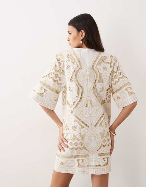 ARRANGE – Minikleid in Creme mit Cutwork-Stickerei, 4 von 4