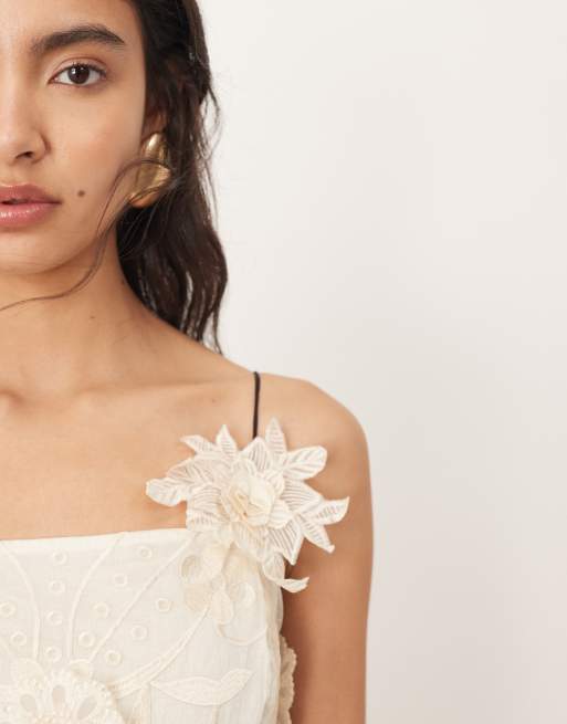 ARRANGE mirrored applique floral embroidered cami maxi dress in