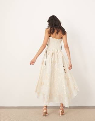 ARRANGE mirrored applique floral embroidered cami maxi dress in cream | ASOS