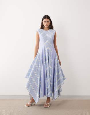 Arrange Mixed Stripes Midaxi Dress In Multi