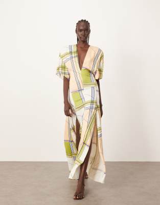 ARRANGE modern maxi tea dress in check print - view 1