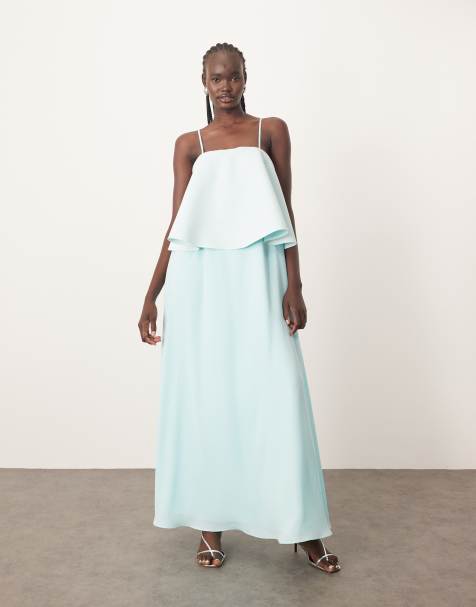 ARRANGE strappy layered volume maxi dress in light blue