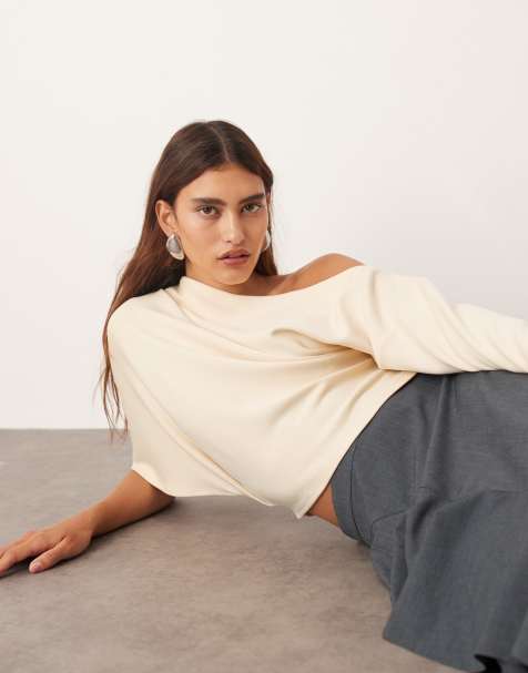 ARRANGE off shoulder drape top in buttermilk - view 1