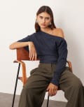 [ARRANGE] ARRANGE off shoulder drape top in navy 12 NAVY