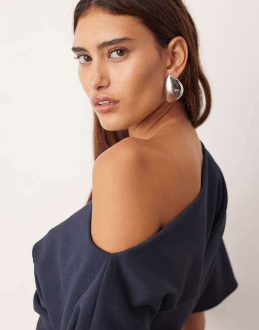ARRANGE off shoulder drape top in navy, 2 of 4