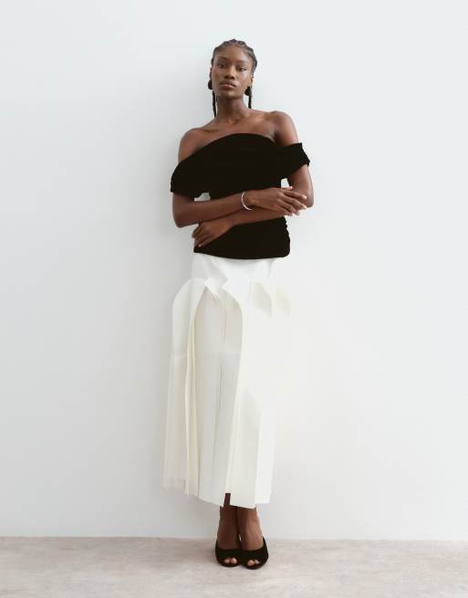 ARRANGE off the shoulder velvet top in black, 2 of 5
