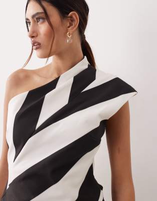 Arrange One Shoulder Draped Top In Multi