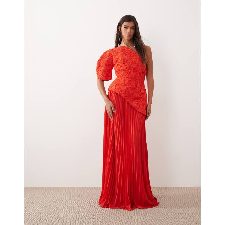 open lace back dress Crimson Hand Embroidered Silk Satin Cocktail Dress