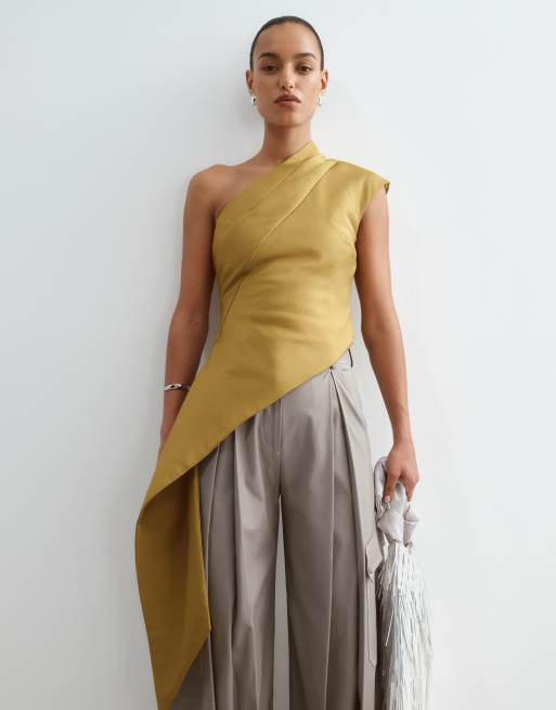 ARRANGE One-Shoulder-Top mit Drapierung in Oliv, 2 von 4