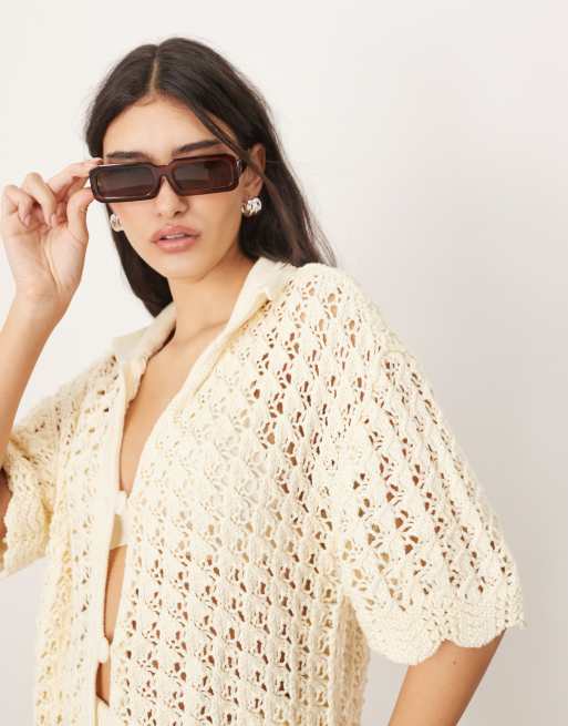 ARRANGE open knit shirt in off white - part of a set | ASOS