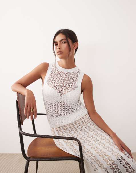 ARRANGE - Opengebreide tanktop in wit - view 1