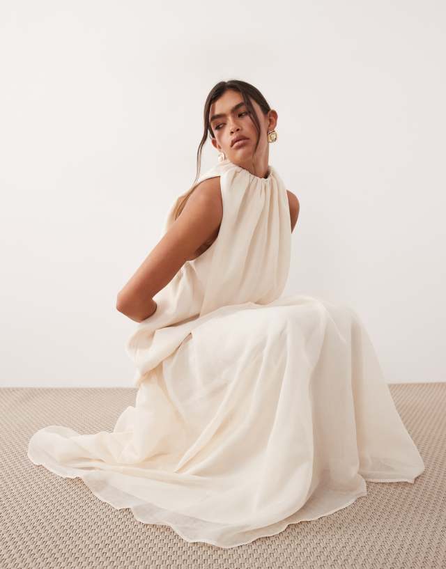 ARRANGE organza maxi dress in cream