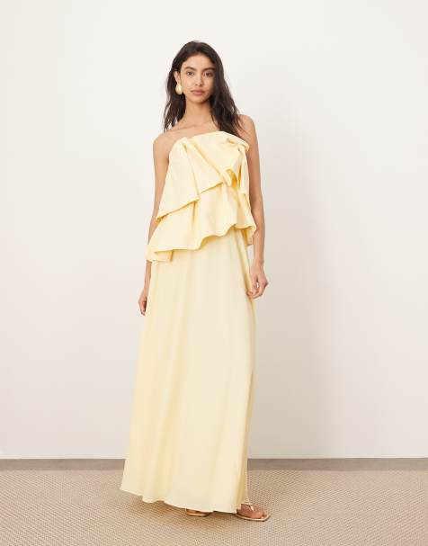 ARRANGE origami corset bodice maxi dress with soft skirt in buttermilk - view 1