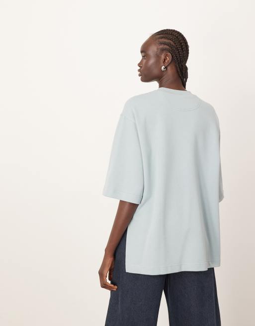 ARRANGE – Oversize-T-Shirt aus schwerem Stoff in Blau mit Ziernaht, 2 von 4