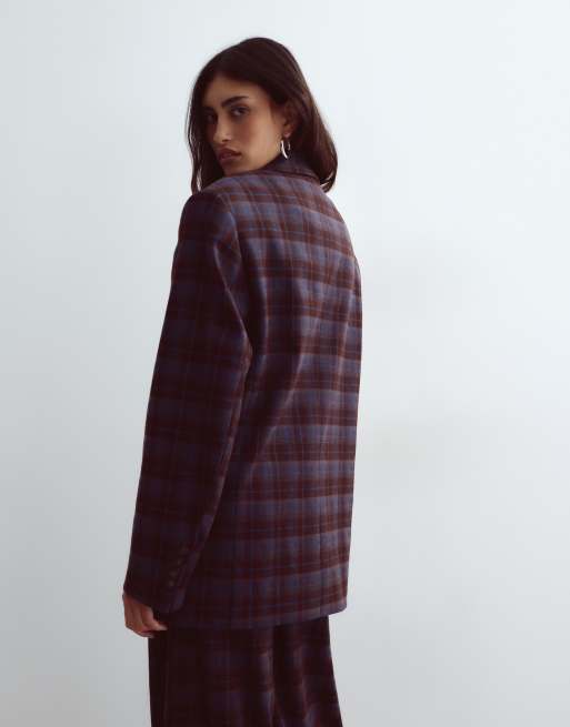 ARRANGE oversized blazer met enkele knoopsluiting als co-ord set in ruit, 3 van 5