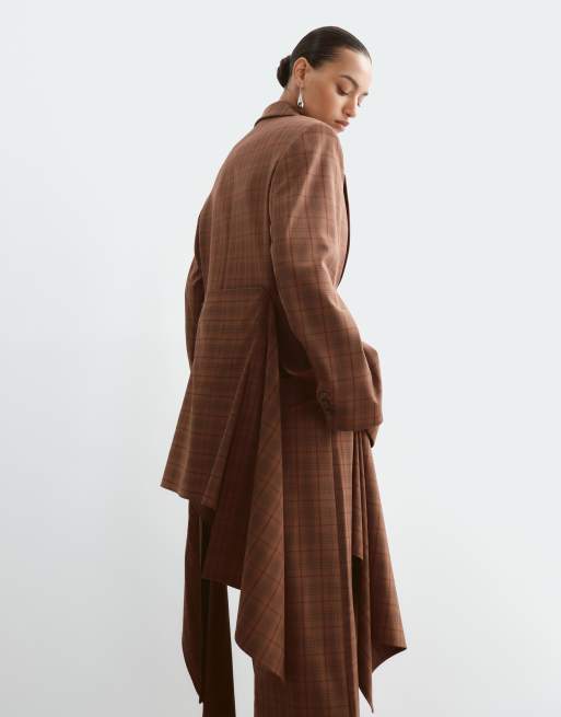 ARRANGE oversized blazer set with detachable drape detail in check, 3 of 5