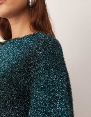 Arrange Oversized Compact Knit Metallic T-shirt In Gray