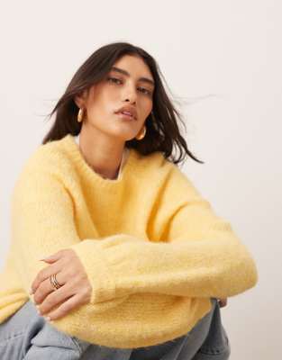 Arrange Oversized Crew Neck Sweater In Yellow