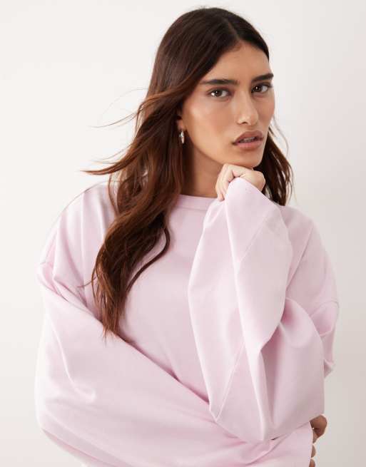 ARRANGE - Oversized katoenen T-shirt met lange mouwen in lichtroze, 2 van 4