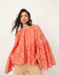 [ARRANGE] ARRANGE oversized organdi broderie smock top in pink 16 PINK