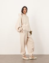Topshop knitted oversized crew mini dress with exposed seam detail in khaki