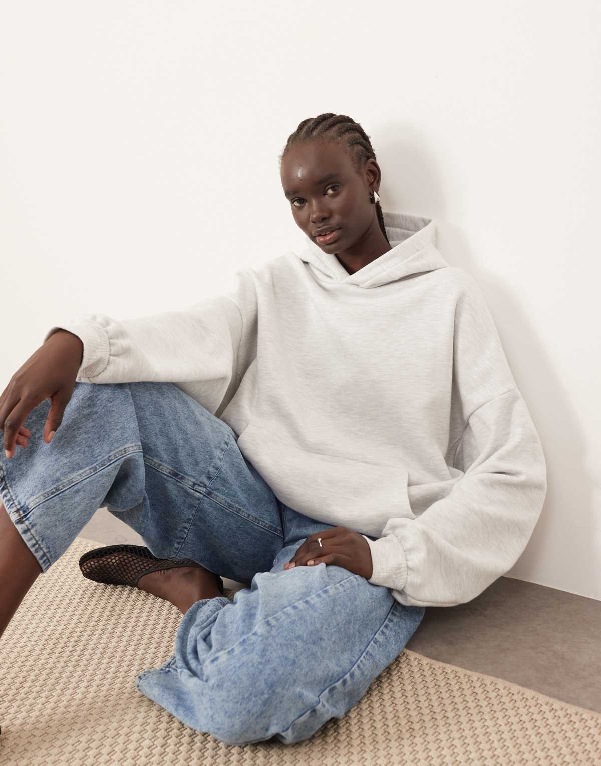 ARRANGE oversized premium heavy weight hoodie in grey marl